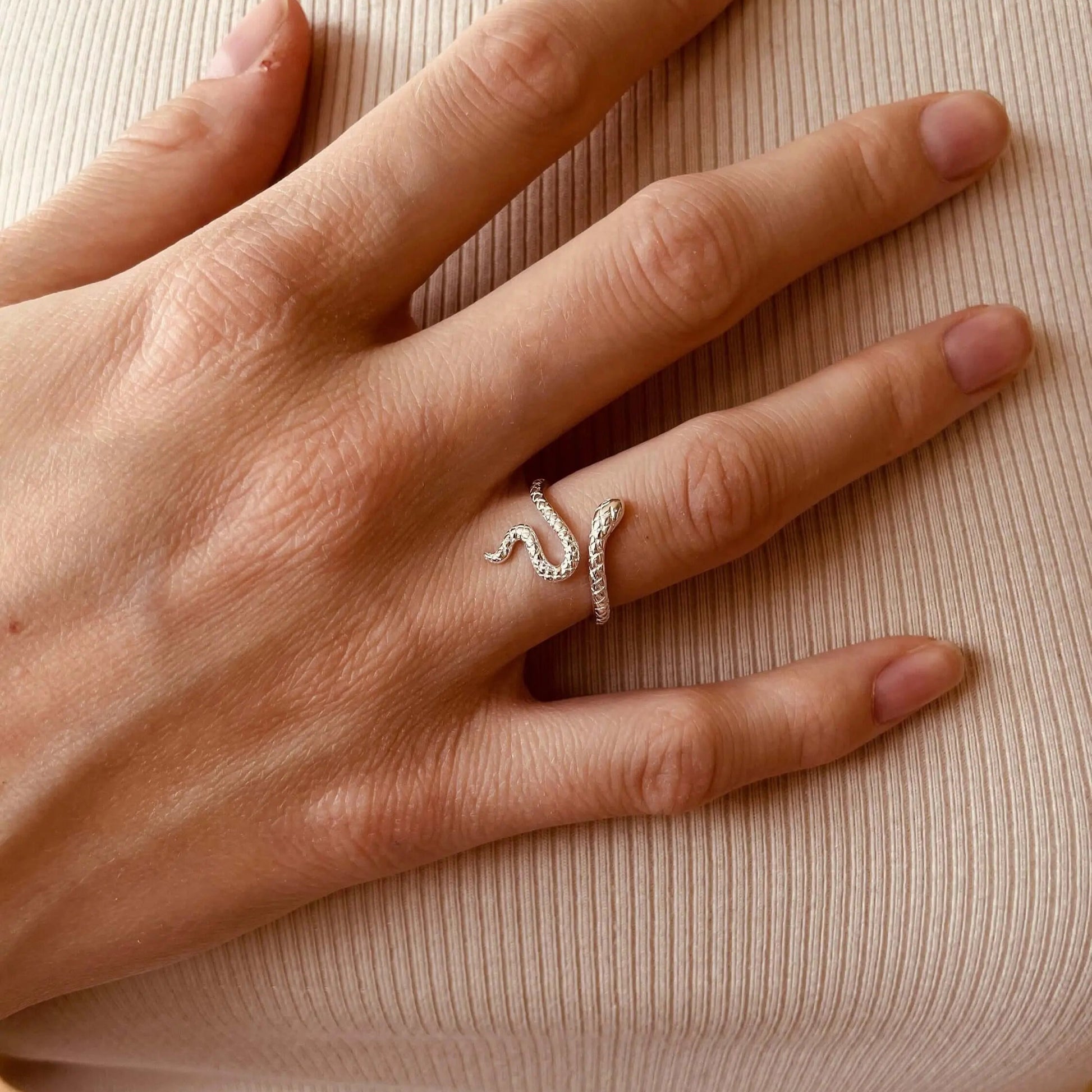 Vielring - Zarter Schlangenring - 925 Silber - Gold / Kupfer