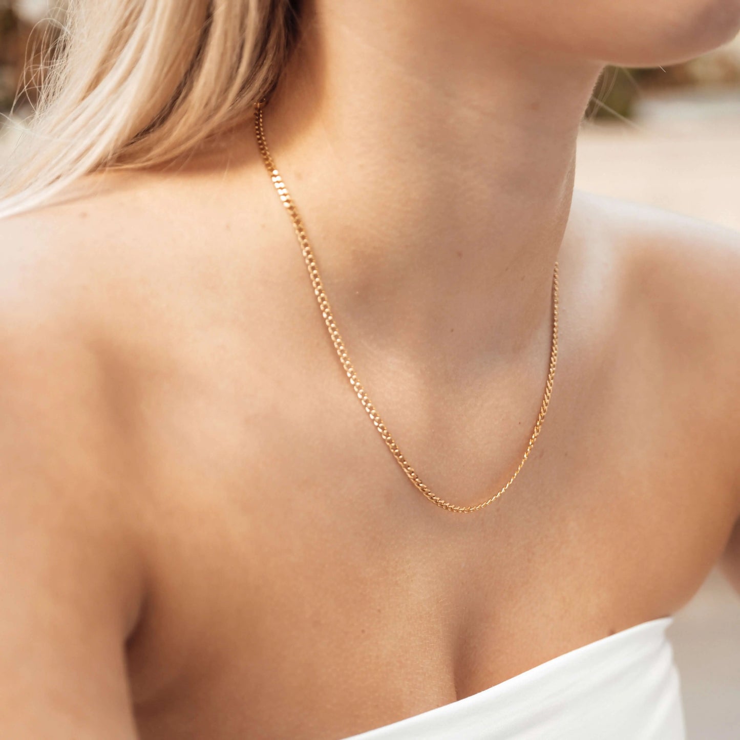 Vielring - Kubanische Halskette - Silberkette - Gold / 3 mm / 45 cm